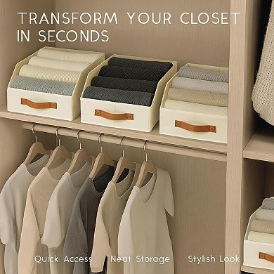 6 Pack Large Collapsible Fabric Storage Bins with Front Handle for Closet Shelf Organization