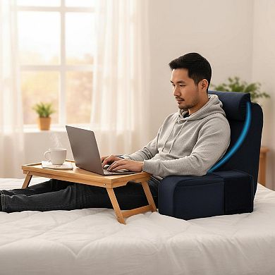 Bed Reading Pillow with Armrests Big Pockets Upright Resting Support for Adults