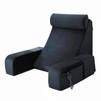 Bed Reading Pillow with Armrests Big Pockets Upright Resting Support for Adults