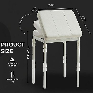 Adjustable Ottoman Pouf: 4 Heights, 60° Tilt, 28 Positions Thick Cushion Footrest for Under Desk,