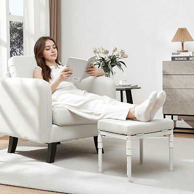 Adjustable Ottoman Pouf: 4 Heights, 60° Tilt, 28 Positions Thick Cushion Footrest for Under Desk,