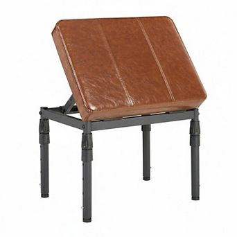 Adjustable Ottoman Pouf: 4 Heights, 60° Tilt, 28 Positions Thick Cushion Footrest for Under Desk,