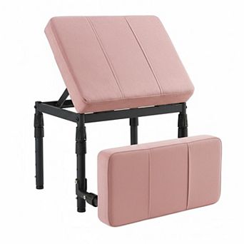 Adjustable Ottoman Pouf: 4 Heights, 60° Tilt, 28 Positions Thick Cushion Footrest for Under Desk,