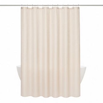 3 in 1 Shower Curtain Set Waffle Fabric PEVA Liner 12 Stainless Steel Hooks Waterproof Bathroom