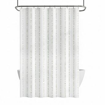 Blue White Shower Curtain Inky Herringbone Chevron Waterproof Fabric Modern Farmhouse With 12 Hooks