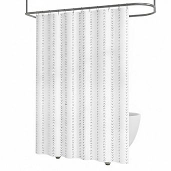 Blue White Shower Curtain Inky Herringbone Chevron Waterproof Fabric Modern Farmhouse With 12 Hooks
