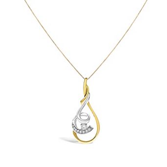Haus of Brilliance Two Tone Sterling Silver 1/6 Carat T.W. Diamond Pendant Necklace
