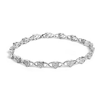 Haus of Brilliance Sterling Silver Diamond Accent Heart Link Bracelet