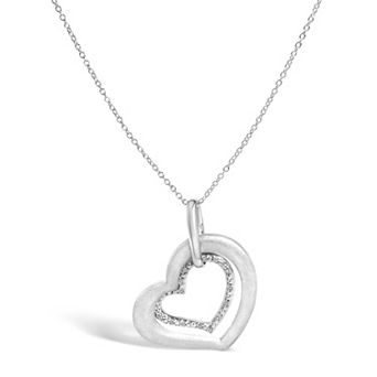 Haus of Brilliance Sterling Silver Diamond Accent Matte Finish Heart Pendant Necklace