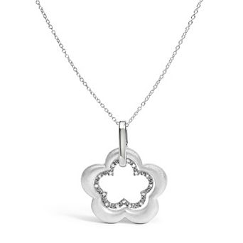 Haus of Brilliance Sterling Silver Diamond Accent Double Flower Pendant Necklace
