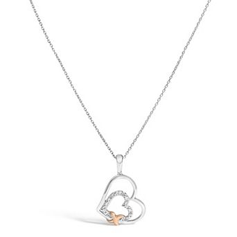 Haus of Brilliance Diamond Accent Double Heart Pendant Necklace