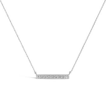 Haus of Brilliance Sterling Silver Diamond Accent Milgrain Bar Pendant Necklace