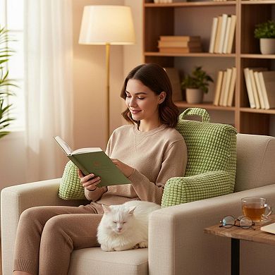 Reading Pillow with Top Handle Soft Ergonomic Support Washable Cover Adjustable Firmness for Bed