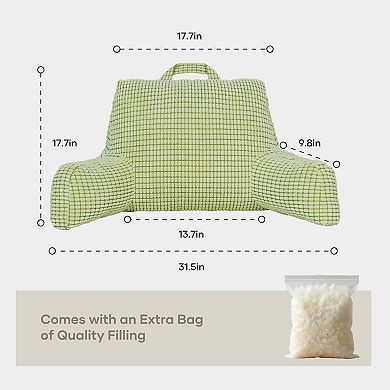 Reading Pillow with Top Handle Soft Ergonomic Support Washable Cover Adjustable Firmness for Bed