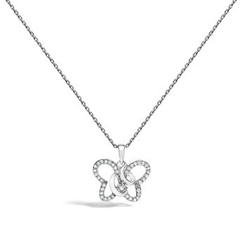 Haus of Brilliance Sterling Silver 1/4 Carat T.W. Diamond Butterfly Pendant Necklace