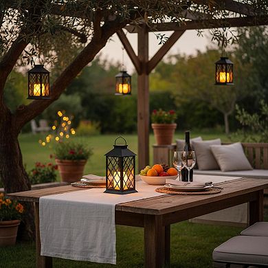 Solar Outdoor Waterproof Hanging Lanterns 2 Pack Flickering Candle Garden Decor