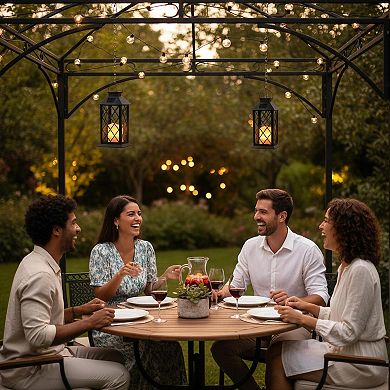 Solar Outdoor Waterproof Hanging Lanterns 2 Pack Flickering Candle Garden Decor