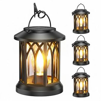 4 Pack Solar Lanterns Outdoor Waterproof Hanging 12Hrs Warm Light Garden Patio Decor