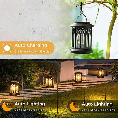4 Pack Solar Lanterns Outdoor Waterproof Hanging 12Hrs Warm Light Garden Patio Decor