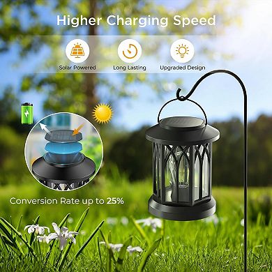 4 Pack Solar Lanterns Outdoor Waterproof Hanging 12Hrs Warm Light Garden Patio Decor