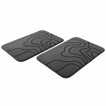 Memory Foam Bathroom Rugs 2 pc Extra Thick Soft Absorbent Non-Slip Machine Washable Bath Mat Set