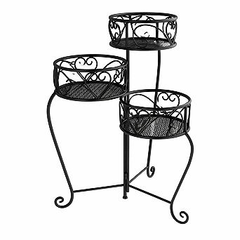 3 tier Folding Vintage Metal Plant Stand Indoor Outdoor Decor
