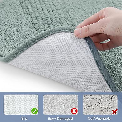 2 Ombre Chenille Bathroom Rugs Set Non-slip Ultra Soft Washable Thick Absorbent Bath Mats