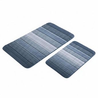 2 Ombre Chenille Bathroom Rugs Set Non-slip Ultra Soft Washable Thick Absorbent Bath Mats