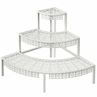 3 tier Metal Plant Stand Stair Step Style Corner Shelf Indoor Outdoor Use