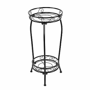 2-Pack 2 tier Metal Plant Stand Indoor Outdoor Rustproof Stable Space Saving