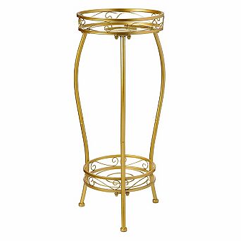 2-Pack 2 tier Metal Plant Stand Indoor Outdoor Rustproof Stable Space Saving