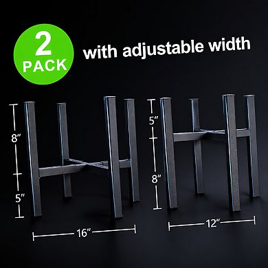 2 Pack Adjustable Metal Plant Stand Heavy Duty 12-16 Inch Pot Indoor Outdoor