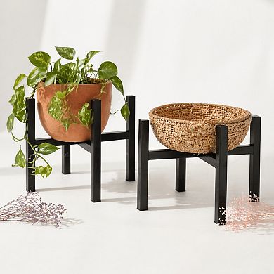 2 Pack Adjustable Metal Plant Stand Heavy Duty 12-16 Inch Pot Indoor Outdoor