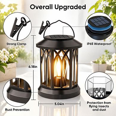2 Pack Hanging Solar Lanterns Outdoor Waterproof Decorative Patio Garden Gifts