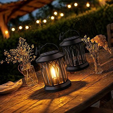 2 Pack Hanging Solar Lanterns Outdoor Waterproof Decorative Patio Garden Gifts
