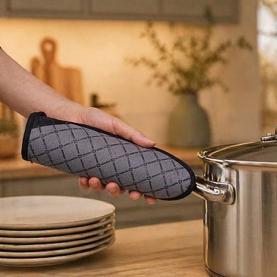6pcs Kitchen Oven Mitts Pot Holders Set 550°F Heat Resistant Non-Slip Cotton Lining Hanging Loops