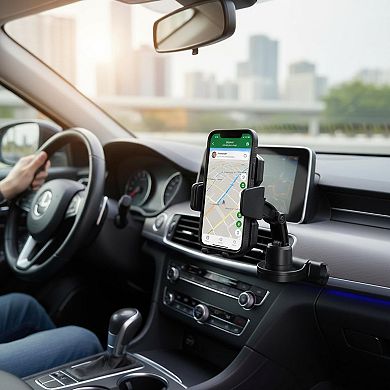 Car Cup Holder Expander 2 In 1 Phone Mount Adjustable 360° Rotation Gooseneck Fits Drinking Bottle