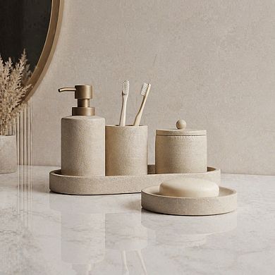 5pcs Bathroom Accessory Set Modern Resin Lotion Dispenser Toothbrush Holder Soap Dish Tray Qtip