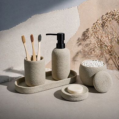 5pcs Bathroom Accessory Set Modern Resin Lotion Dispenser Toothbrush Holder Soap Dish Tray Qtip