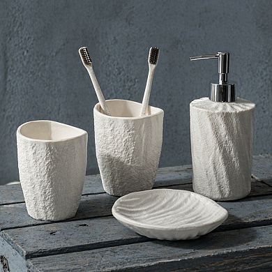 4 Piece Sea Theme Bathroom Accessory Set Soap Dispenser Toothbrush Holder Tumbler Dish Resin