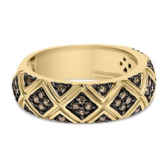 Haus of Brilliance 10k Gold Over Silver 3/8 Carat T.W. Champagne Diamond Geometric Band Ring