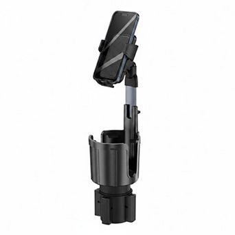 2-in-1 Car Cup Holder Phone Mount Anti-Shake Adjustable Aluminium Alloy Universal Fit