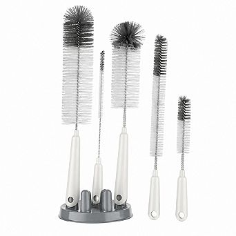 5 Pack Bottle Brush Cleaning Set with Storage Holder for Bottles Tumblers Straws Pipes Lids