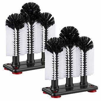 2 Pack Water Bottle Cleaning Brush 3 Detachable Heads Suction Base Glass Cup Cleaner Kitchen Tool