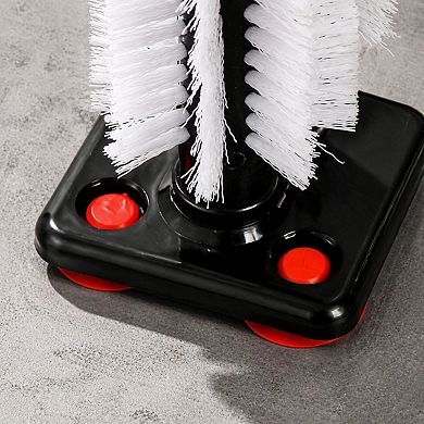 3 Brush Glass Washer Triple Rinser Cup Suction Base Bristle Cleaner