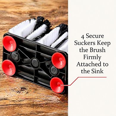 3 Brush Glass Washer Triple Rinser Cup Suction Base Bristle Cleaner