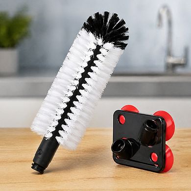 3 Head Water Bottle Cleaning Brush with Suction Base Detachable for Glass Cup Bar Kitchen