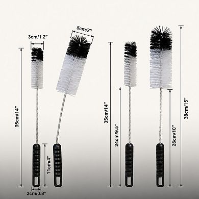 Bottle Cleaning Brush Set 4 Pack Long Thin Bendable Handle For Narrow Neck Bottles Pipes Tubes