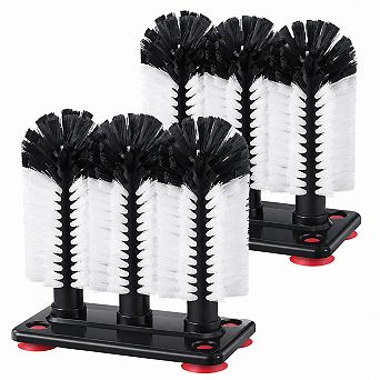 2 Pack Water Bottle Cleaning Brush 3 Detachable Heads Suction Base Glass Washer for Sink Cup Cleaner