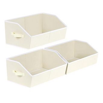 Closet Baskets Shelves Decorative Storage Handle Bins Organization Clothes Books Office Pink 6 Pack